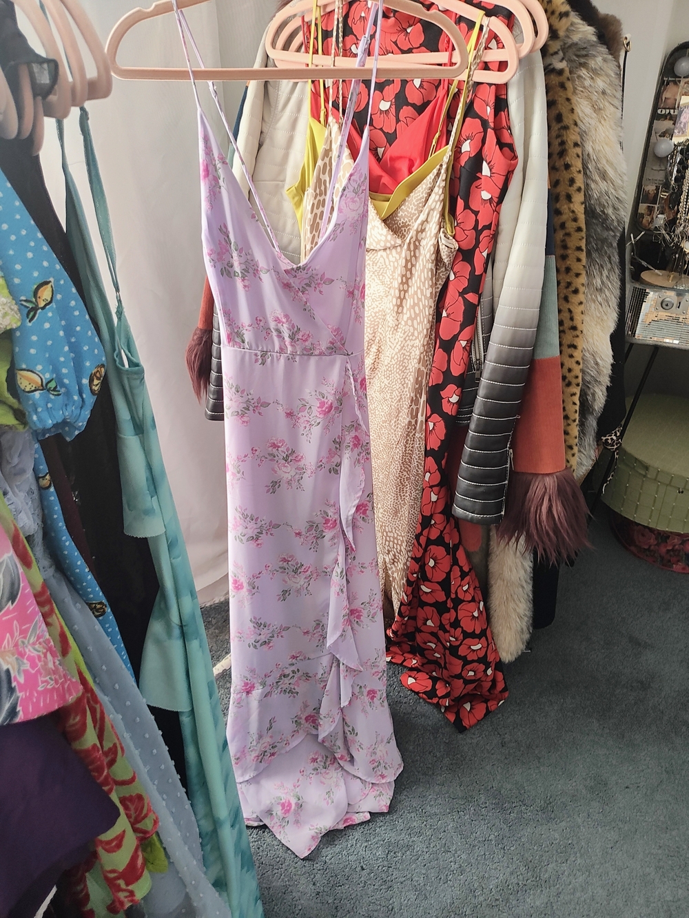 Source Unknown Lavender Floral Maxi Slip Dress